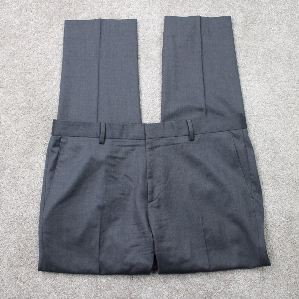 BOSS Hugo Boss Pants Mens 36x30 Gray Genius Virgin Wool Flat Front Viscose Lined
